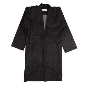 A_PLAN_APPLICATION Navy Blue Long Belted Denim Jacket Size XS $665